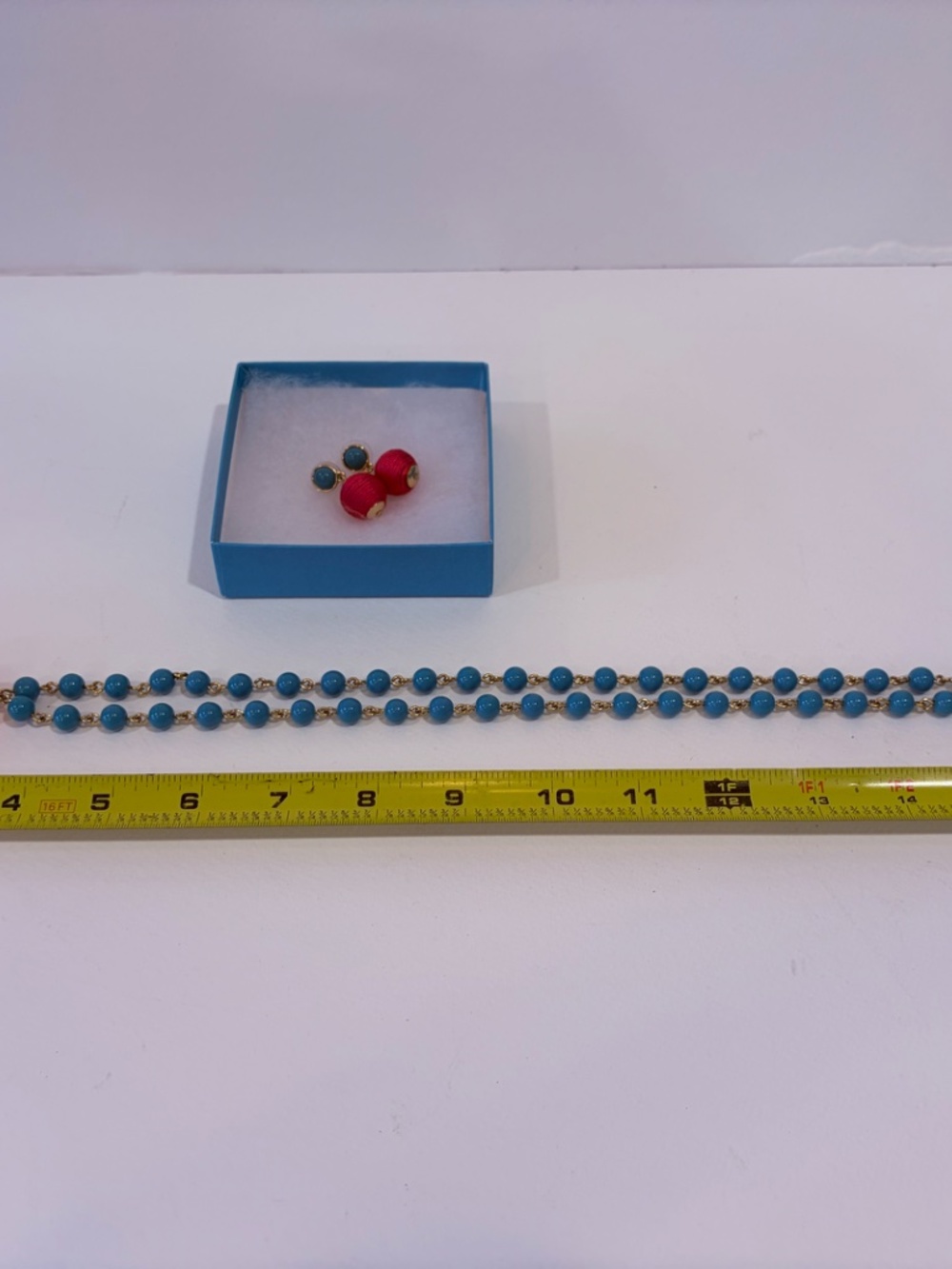 Spartina 449 Turquoise Red Beaded Tassel Necklace & Earrings Set - Picture 4 of 7